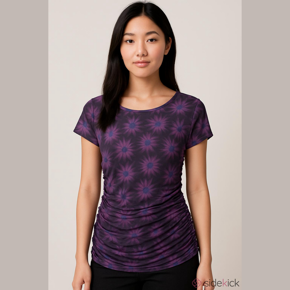 Free People Sheer Purple Floral Top